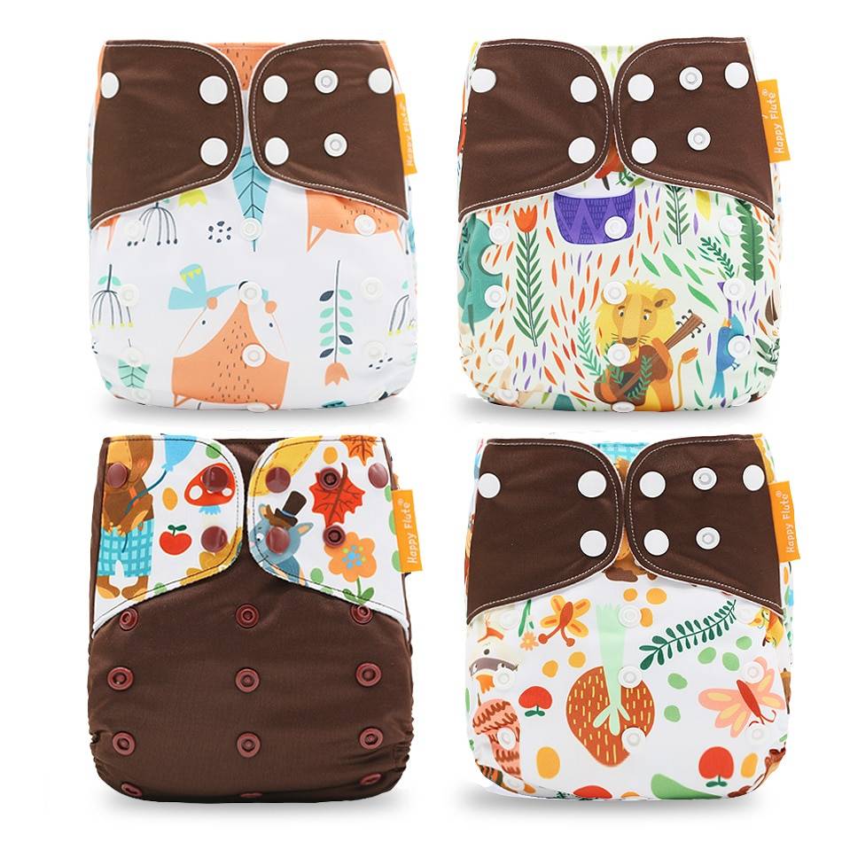Breathable Washable Cloth Nappies Set with Cute Print Baby Care Nappy Changing